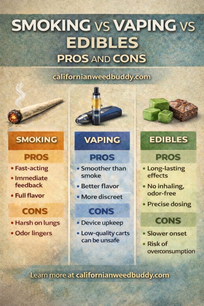 Smoking vs Vaping vs Edibles: Pros and Cons